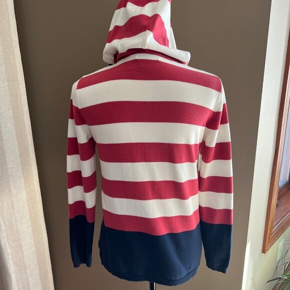 Chaps Women's Hooded Striped Sweater, Size Small - Picture 3 of 6